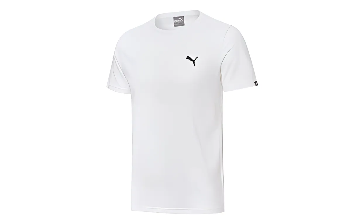 PUMA T-Shirts Men's White Crew Neck Moderate Straight Fit