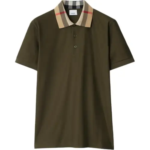 Burberry checkered-collar cotton polo shirt