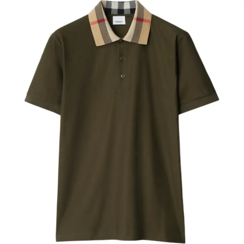 Burberry checkered-collar cotton polo shirt