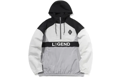 LiNing Wade Series Contrast Letters Half-Zip Hooded Jacket Men's Gray