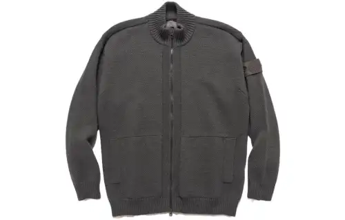 STONE ISLAND Sweaters Men's Dark Gray Stand Collar Moderate Cardigan