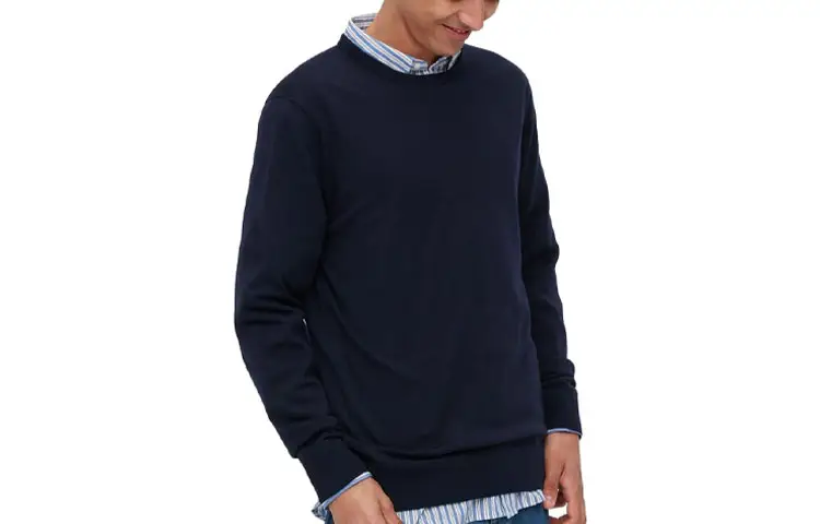 UNIQLO Sweaters Men's Navy Blue Crew Neck Moderate Other