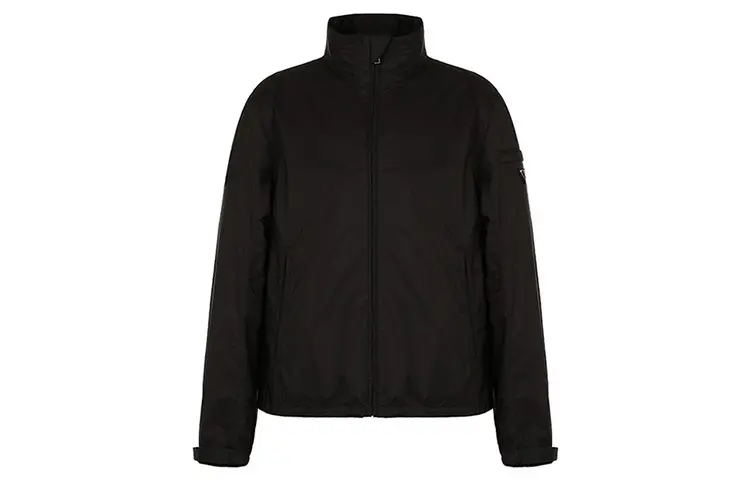PRADA Jackets Men's Black Stand Collar Thin Other