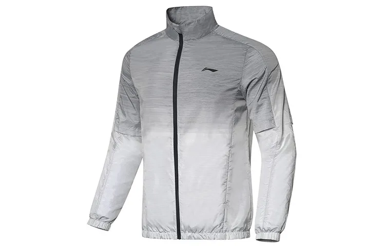 Li Ning Jackets Men's Heather Gray Stand Collar Moderate Other