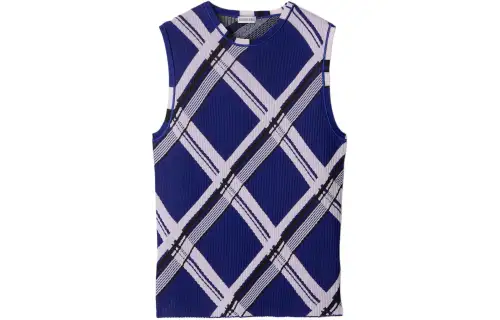 Burberry Plaid-check Ribbed Silk Vest