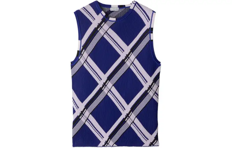Burberry Plaid-check Ribbed Silk Vest