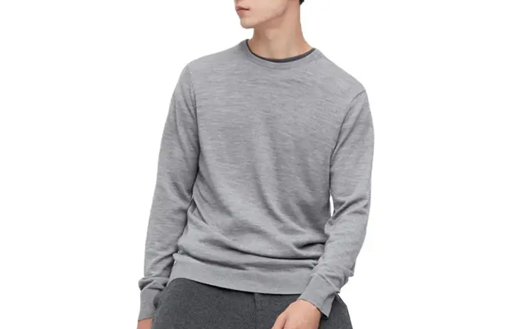 UNIQLO Sweaters Men's Gray Crew Neck Moderate Other