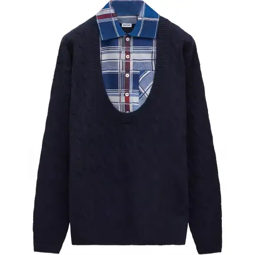 LOEWE FW24 Cashmere Sweater Men's Marine Blue