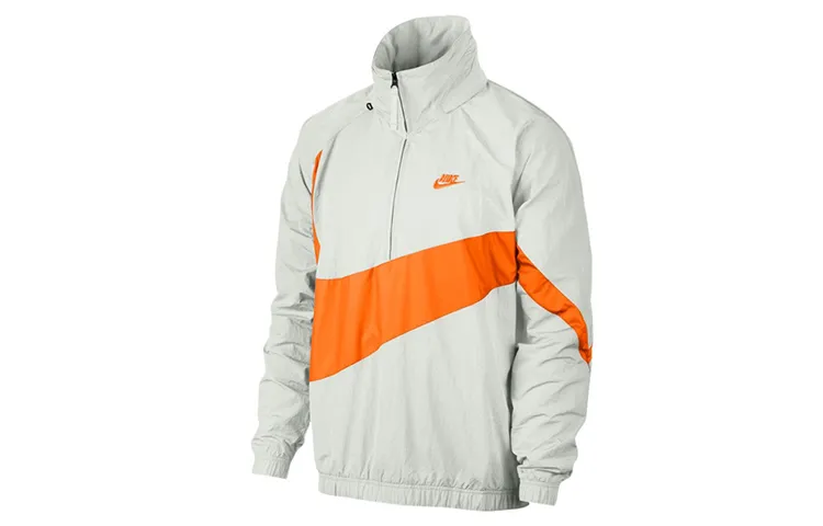 Nike Jackets Men's White Orange Stand Collar Moderate Other