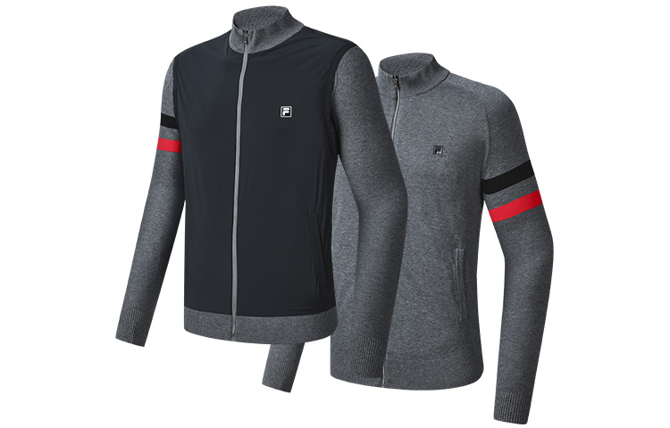 FILA Athletics Knitwear Men's Pitch Black Stand Collar Moderate Other
