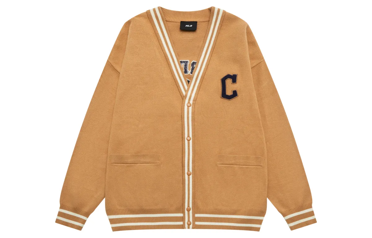 MLB Knitwear Unisex Brown V-neck Moderate Cardigan