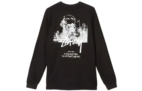 Stussy T Shirts Unisex Black Crew Neck Moderate Straight Fit