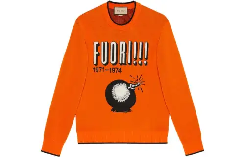 GUCCI Sweaters Men's Orange Crew Neck Moderate Other