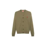 KENZO Sweaters Men's Green V Neck Moderate Cardigan