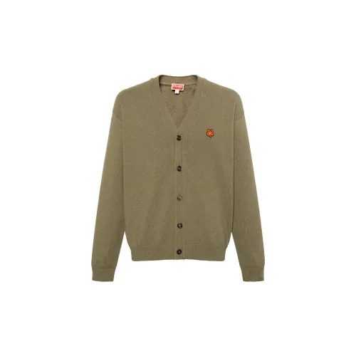 KENZO Sweaters Men's Green V Neck Moderate Cardigan