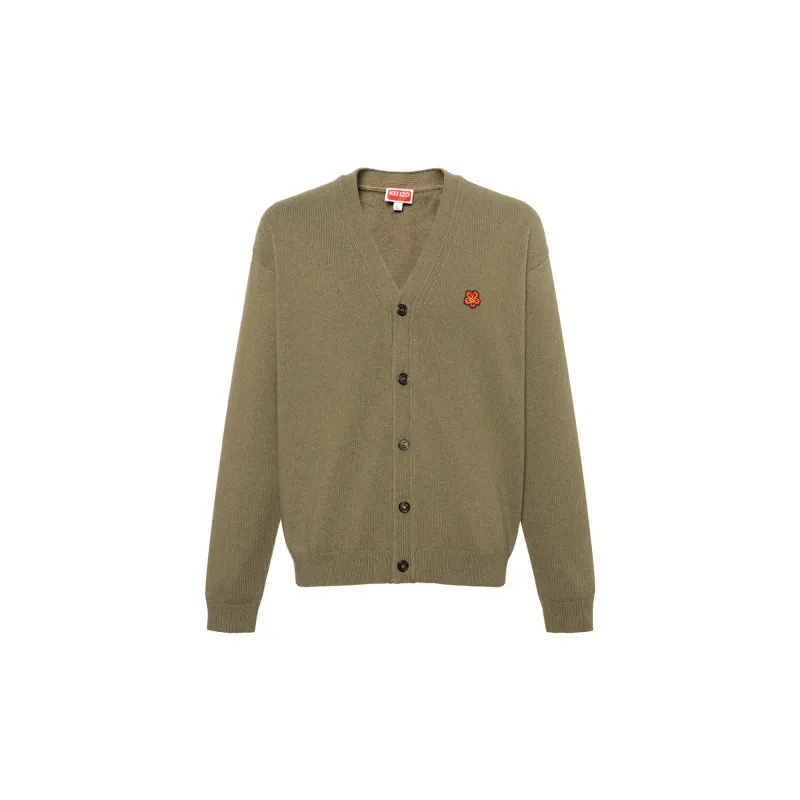 KENZO Sweaters Men's Green V Neck Moderate Cardigan