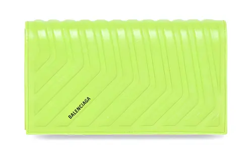 Balenciaga Car Calfskin Card Holder Wallet Men's Neon Green