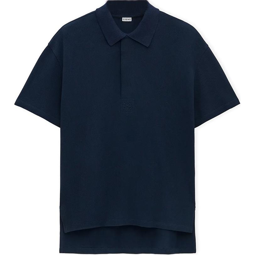 Мужская футболка LOEWE Embroidery Polo Shirt (темно-синяя)