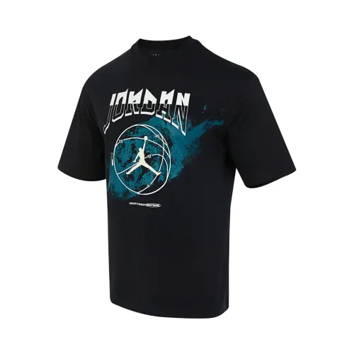 Jordan T Shirts Men's Black Crew Neck Moderate Straight Fit