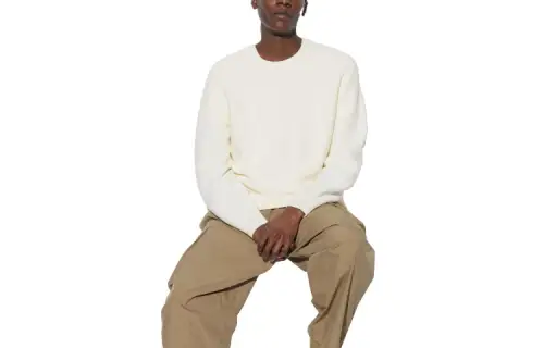 UNIQLO Knitwear Men's Ivory Crew Neck Moderate Other