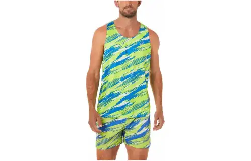 ASICS Tank Tops Men's Green Crew Neck Moderate Straight Fit