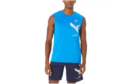 ASICS AIM Dry Tank Tops Unisex Blue Crew Neck Moderate Other