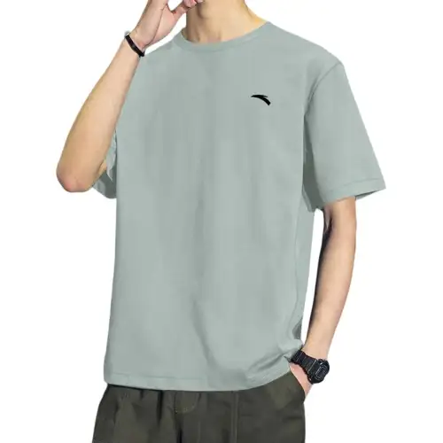 ANTA T Shirts Men's Bean Gray Crew Neck Moderate Straight Fit