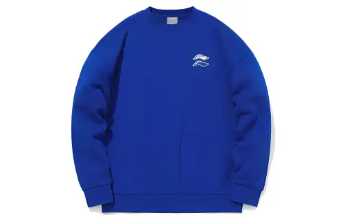 Li Ning Casual Sports Fleece Lined Pullover Sweatshirt Men's Cloisonne Blue