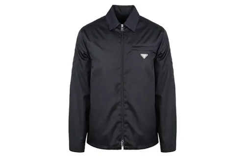 PRADA Jackets Men's Navy Blue Lapel Moderate Other