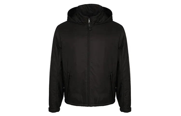 PRADA Jackets Men's Black Hooded Moderate Other