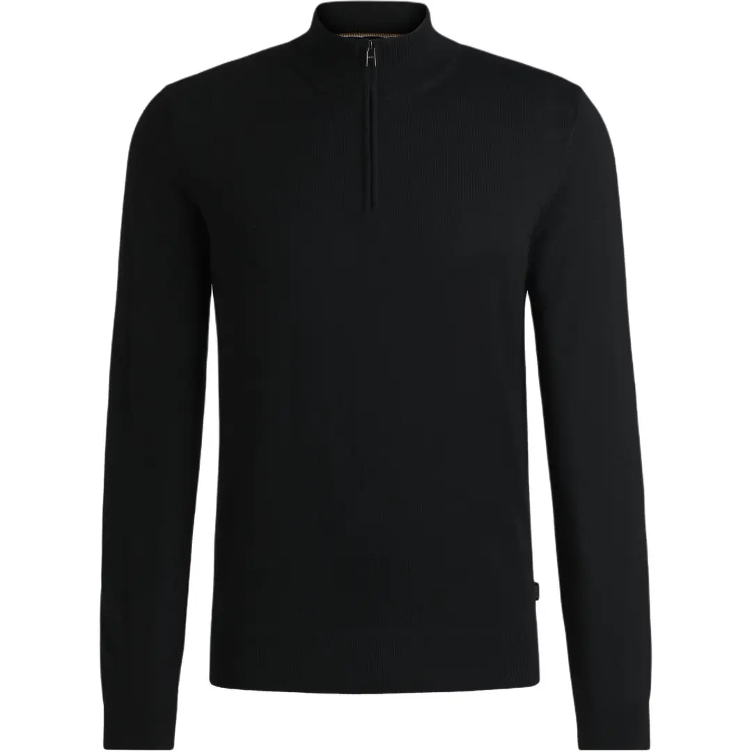 HUGO BOSS Sweaters Men's Black Stand Collar Moderate Other