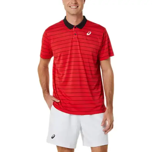 ASICS Polo Shirts Men's Red Polo Collar Moderate Other