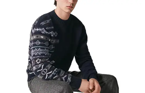 HERMES Sweaters Men's Navy Blue Crew Neck Moderate Other