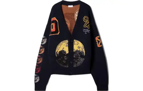 OFF WHITE Moon Phase V Neck Long Sleeved Cardigan