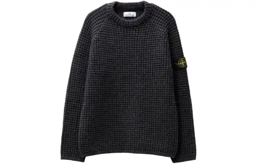 STONE ISLAND Compass Logo Patch Waffle-Knitted Jumper