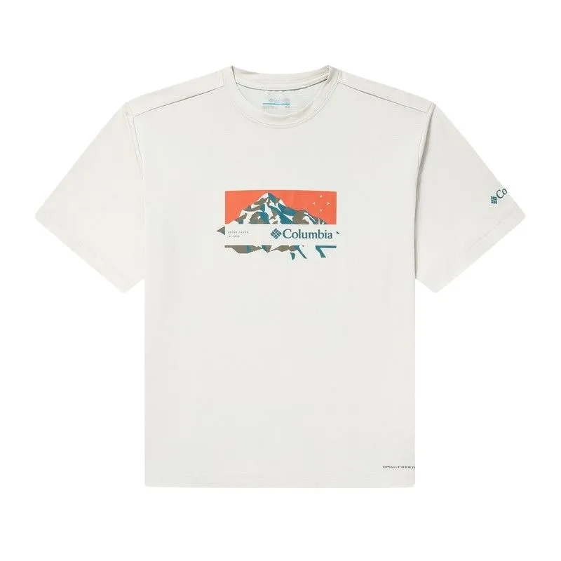 Columbia T-Shirts Men's Ecru Crew Neck Moderate Straight Fit