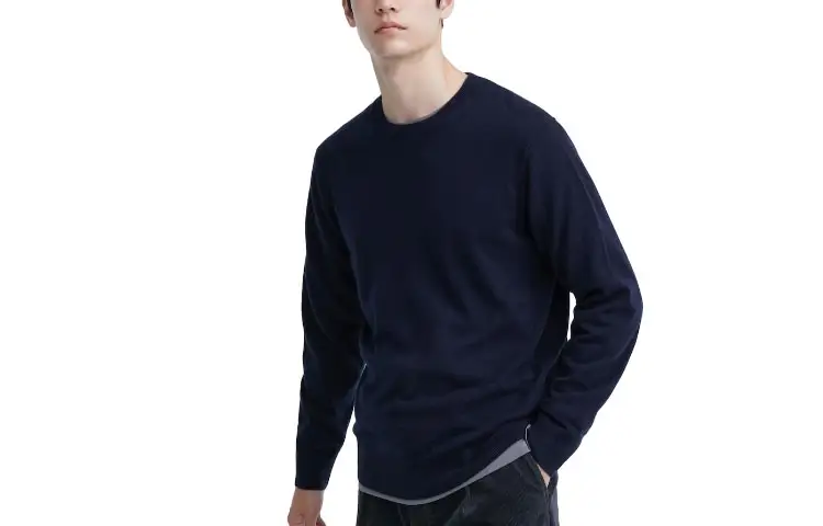 UNIQLO Knitwear Men's 69 Navy Blue Crew Neck Moderate Other