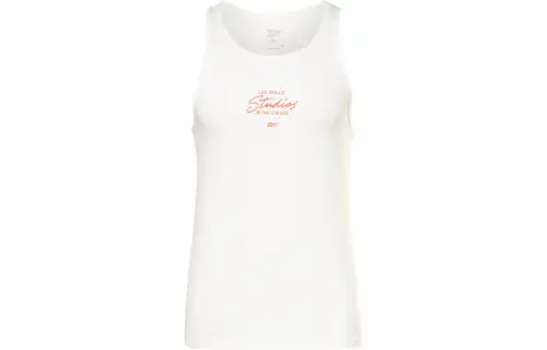 Reebok Tank Tops Men's White Crew Neck Moderate Straight Fit