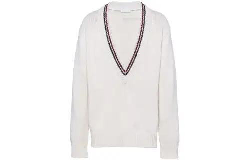 PRADA Sweaters Men's White V Neck Moderate Other