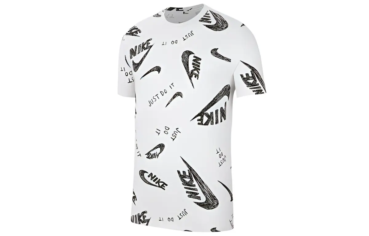 Nike T-Shirts Men's White Crew Neck Moderate Straight Fit