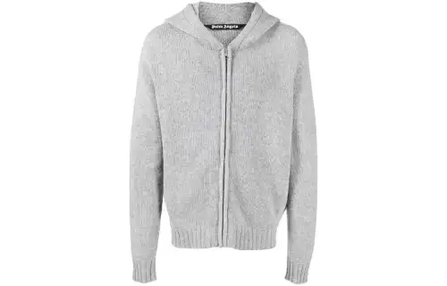 Palm Angels logo-print knitted hoodie