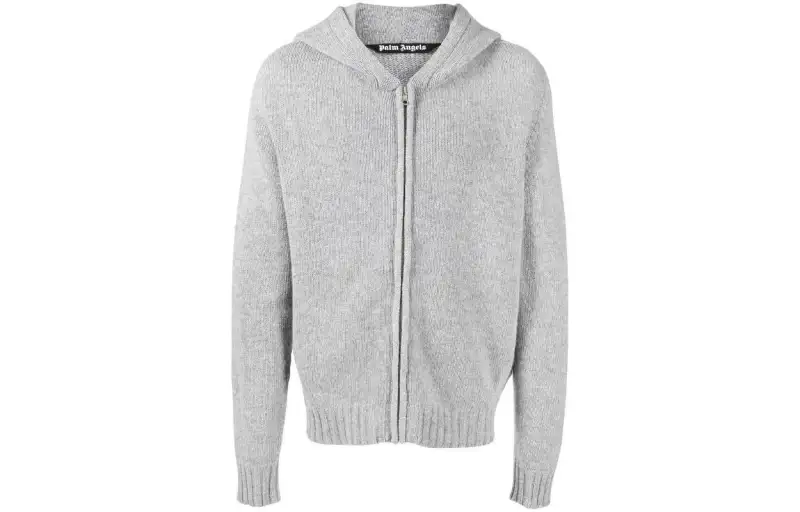 Palm Angels logo-print knitted hoodie