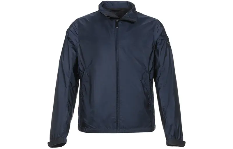 PRADA Jackets Men's Navy Stand Collar Moderate Other