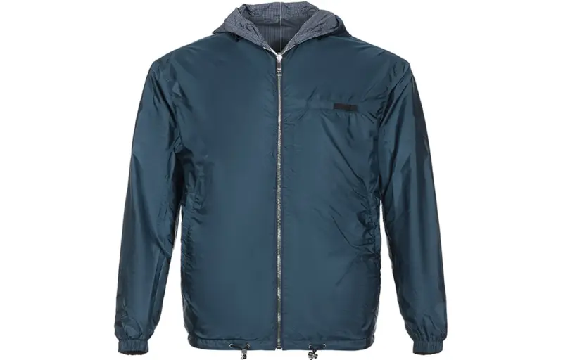 PRADA Jackets Men's Blue Hooded Moderate Other