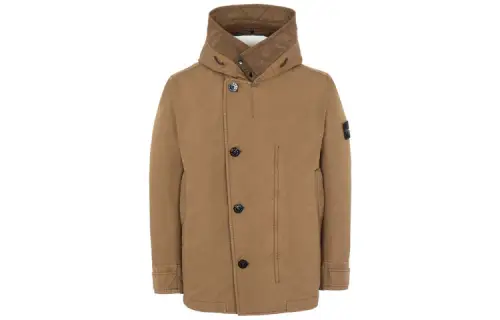STONE ISLAND Stone Island Sheepskin Lined Hooded Casual Jacket Men's Brown