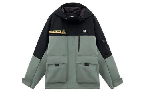New Balance Jackets Unisex Black Green Multicolor Hooded Moderate Workwear