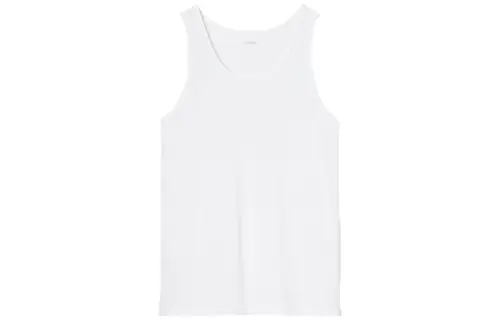 UNIQLO AIRism Tank Tops Men's White Crew Neck Moderate Straight Fit