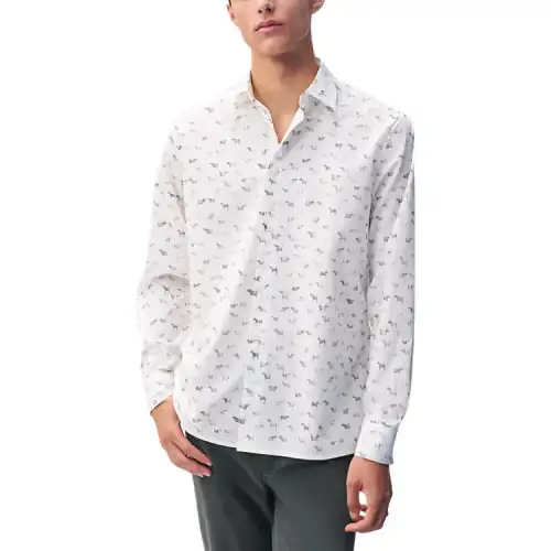 HERMES Shirts Men's White Lapel Moderate