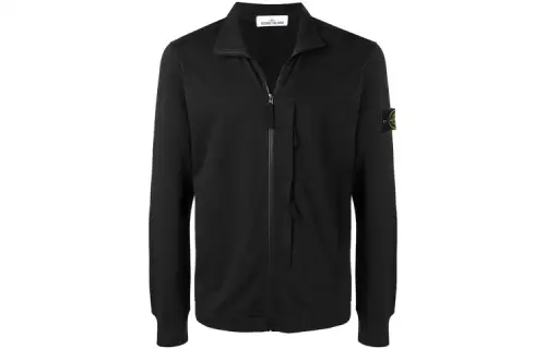 STONE ISLAND Jackets Men's Black Stand Collar Moderate