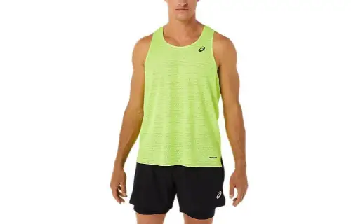 ASICS Tank Tops Men's Green Crew Neck Moderate Straight Fit